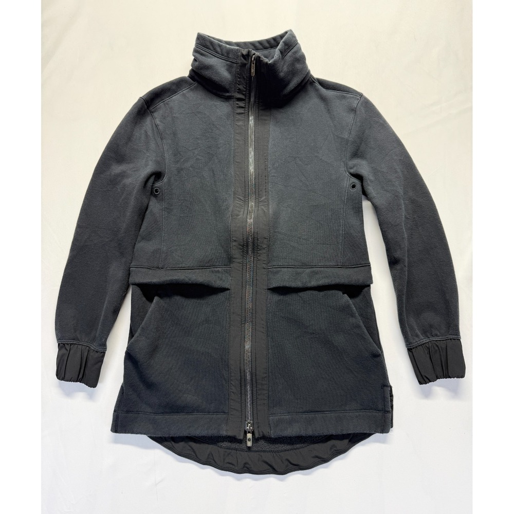 Lululemon Light As Warmth Jacket Women 4 Black Fleece Lined Relaxed Fit Full Zip